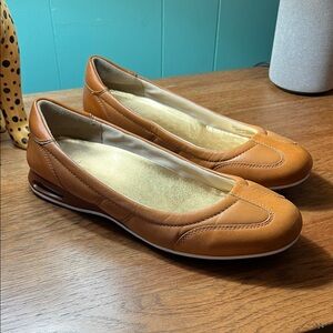 Cole Haan Nike Air Cognac Leather Ballet Flat Shoes 9.5